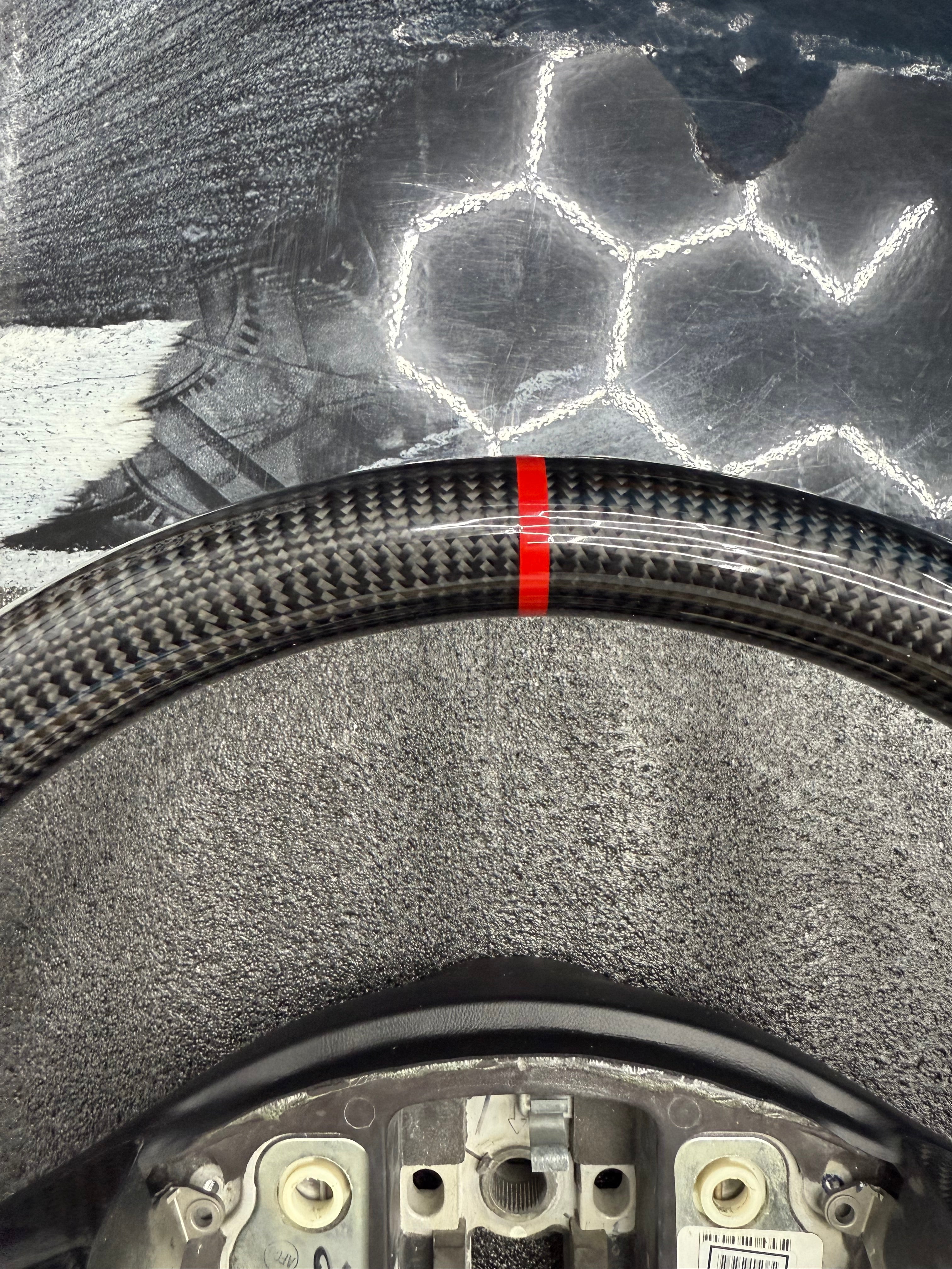 2003 - 2008 CTS, CTS-V V1 Custom Carbon Fiber Steering Wheel with Perforated Leather Hand Grips / Leather Rear Cover